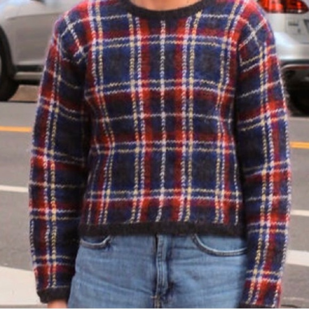 Vintage Plaid Mohiar Blend Sweater